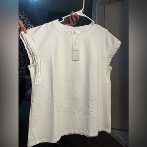 White tunic with braided sleeve